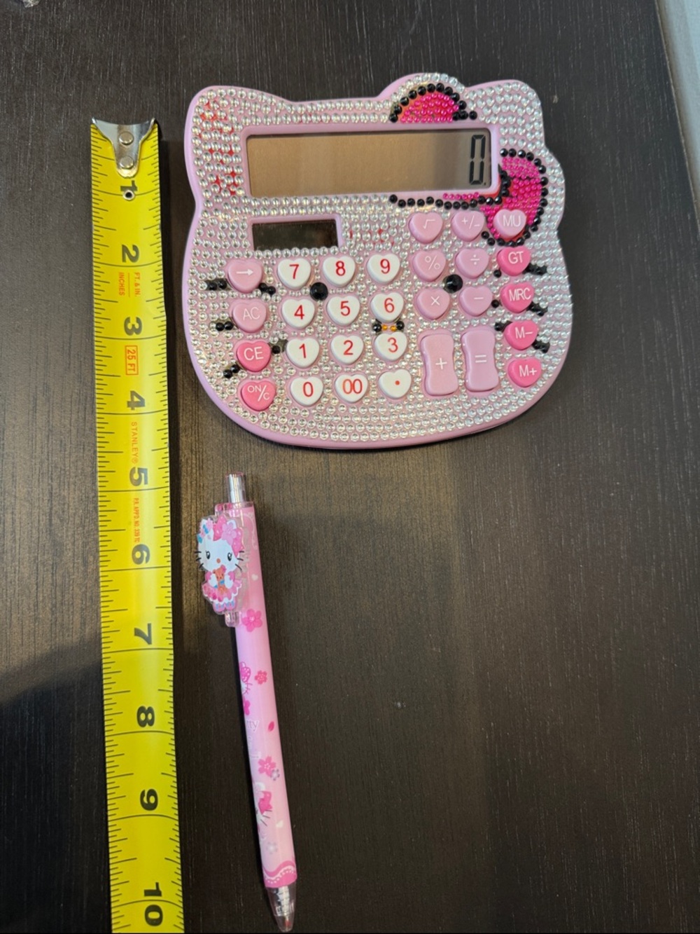 Hello Kitty Pink Rhinestone Calculator & Notepad Set - Picture 4 of 6
